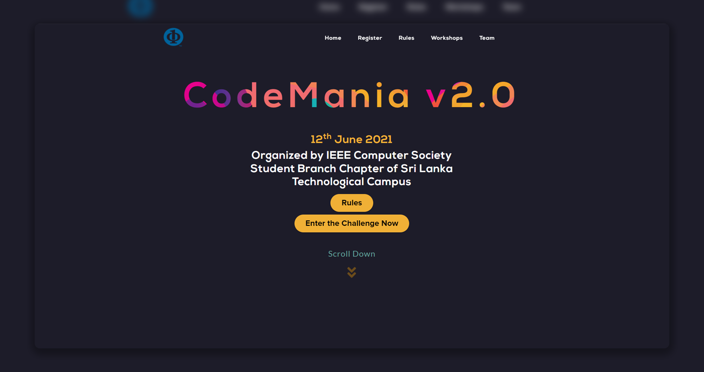 Codemania v2.0 Landing Page